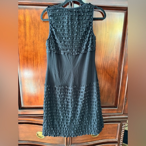 Joseph Ribkoff sleeveless black sheath dress layered ruffles size 12 - Picture 2 of 6